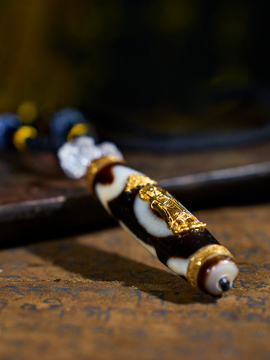 All-Blessing Power Sih-Seng-Wai-Zhu Agate 18K Gold Dzi Necklace