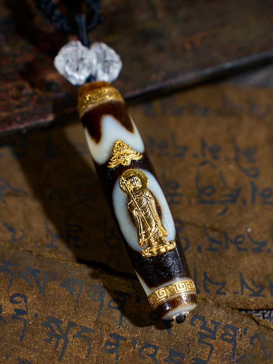 All-Blessing Power Sih-Seng-Wai-Zhu Agate 18K Gold Dzi Necklace