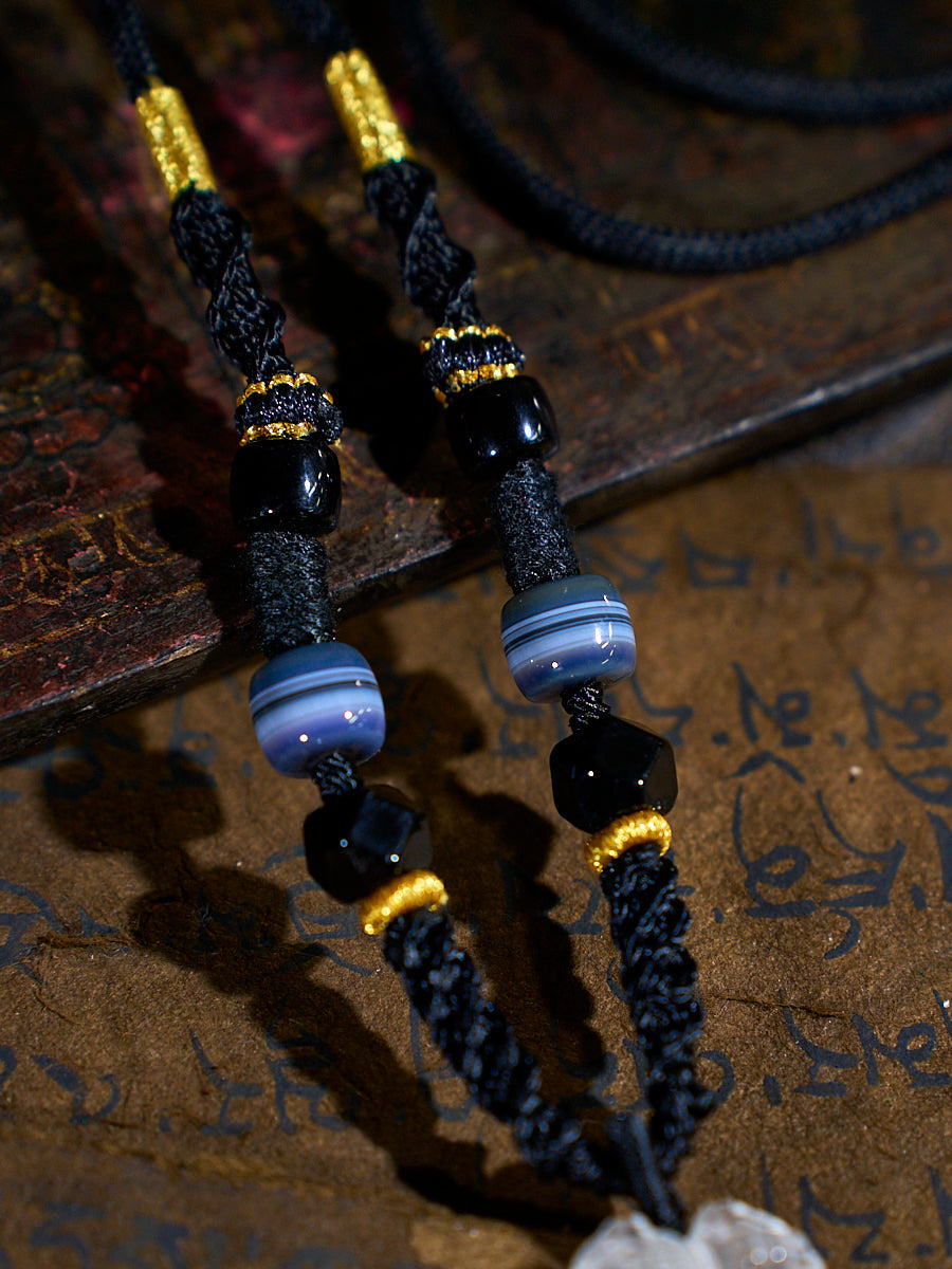 All-Blessing Power Sih-Seng-Wai-Zhu Agate 18K Gold Dzi Necklace