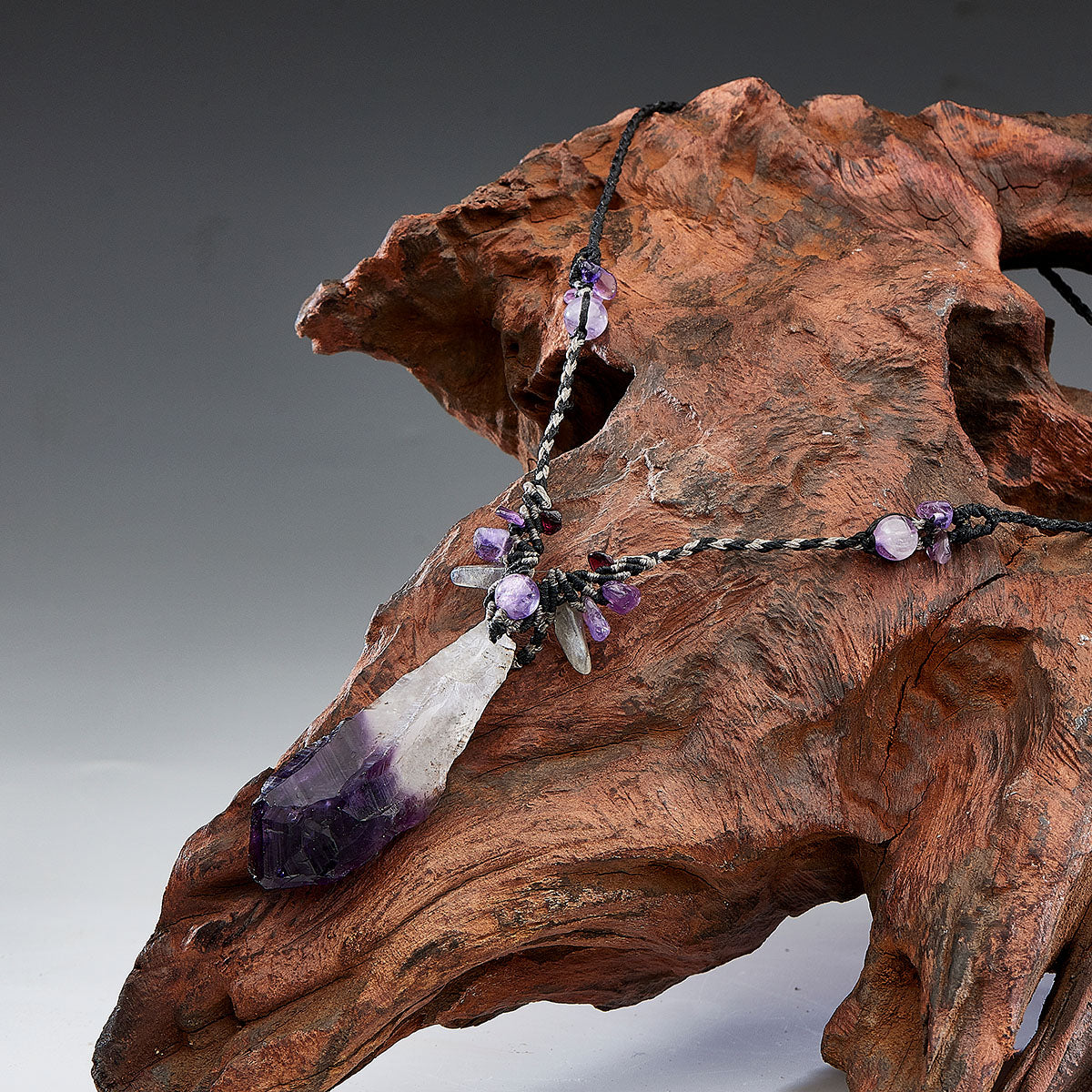 Profound Spirit Connection Amethyst Scepter Hand-woven Necklace