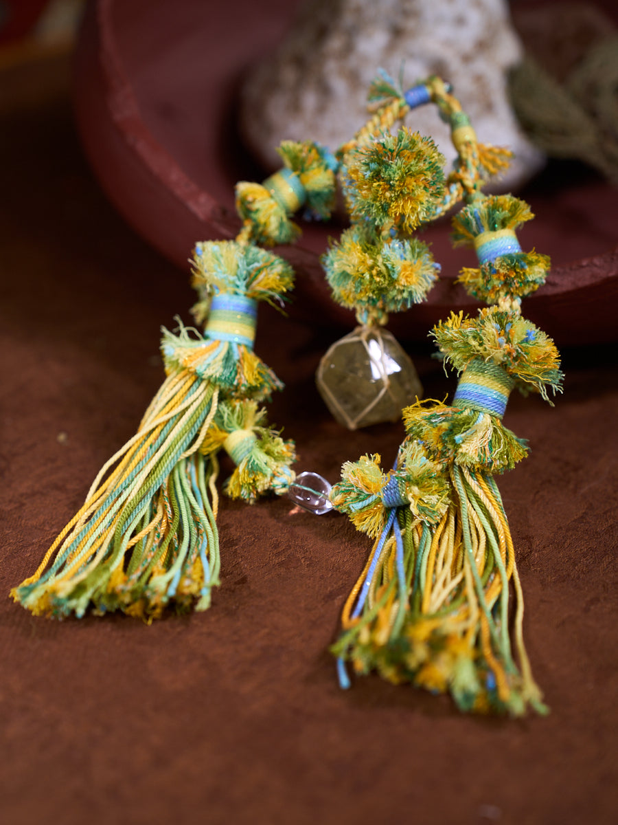 Tibetan Citrine Knotwork Talisman Bag Charm
