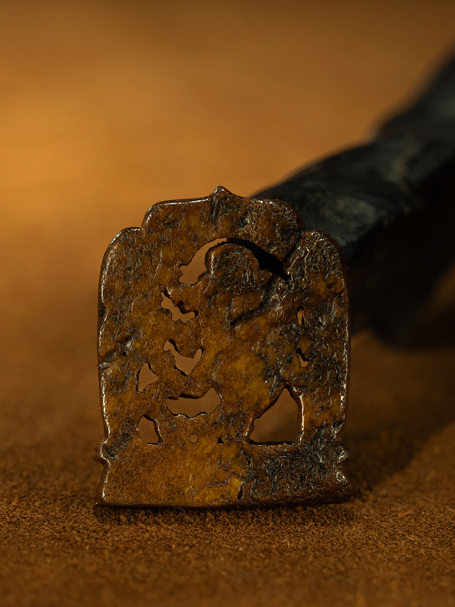 Ming Dynasty Style Tibetan High-Yu Carved Angry Padmasambhava Scorpion Talisman Necklace