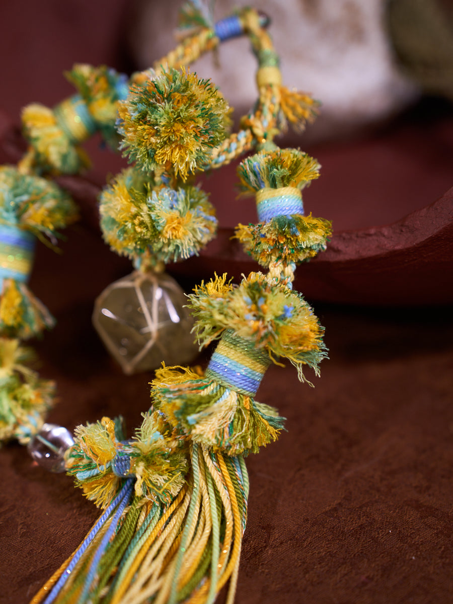 Tibetan Citrine Knotwork Talisman Bag Charm