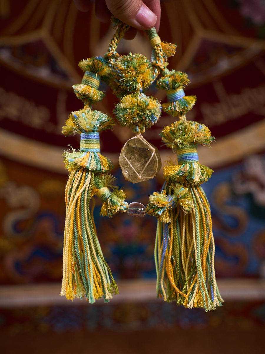 Tibetan Citrine Knotwork Talisman Bag Charm
