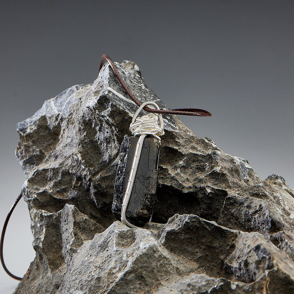 The Shield · Black Tourmaline Silver Pendant