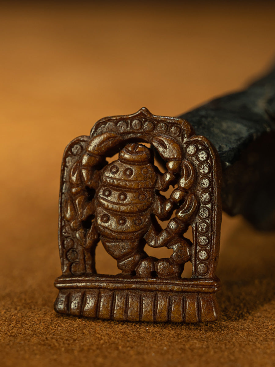 Ming Dynasty Style Tibetan High-Yu Carved Angry Padmasambhava Scorpion Talisman Necklace