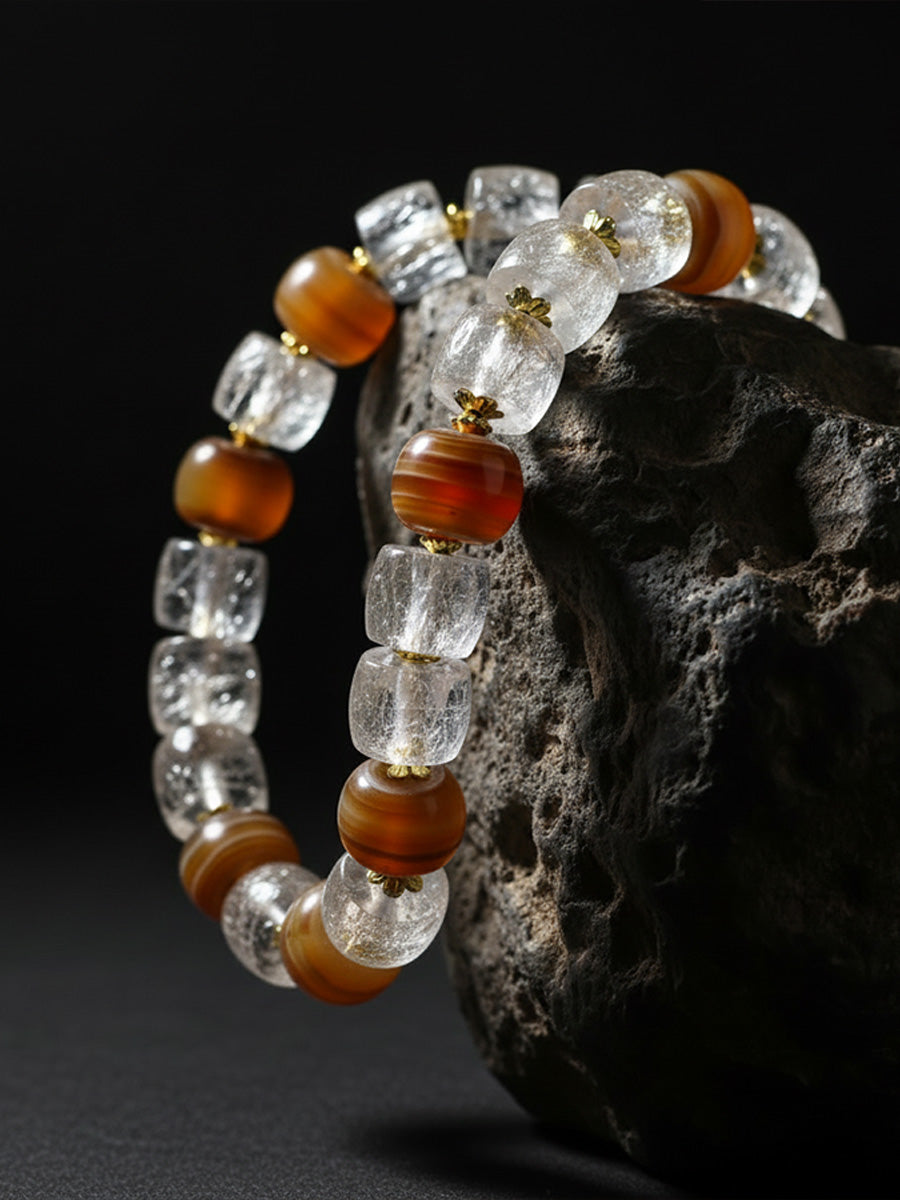 Ancient Himalayan Clear Quartz Agate Vintage Bracelet