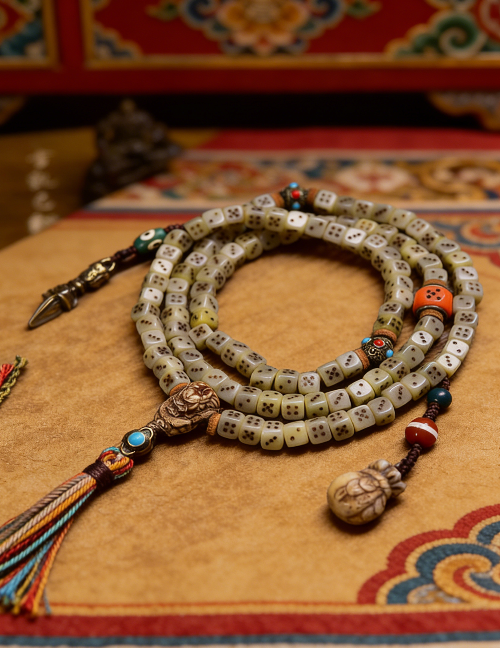 Fortune Dice Camel Bone Pixiu Mala Bracelet