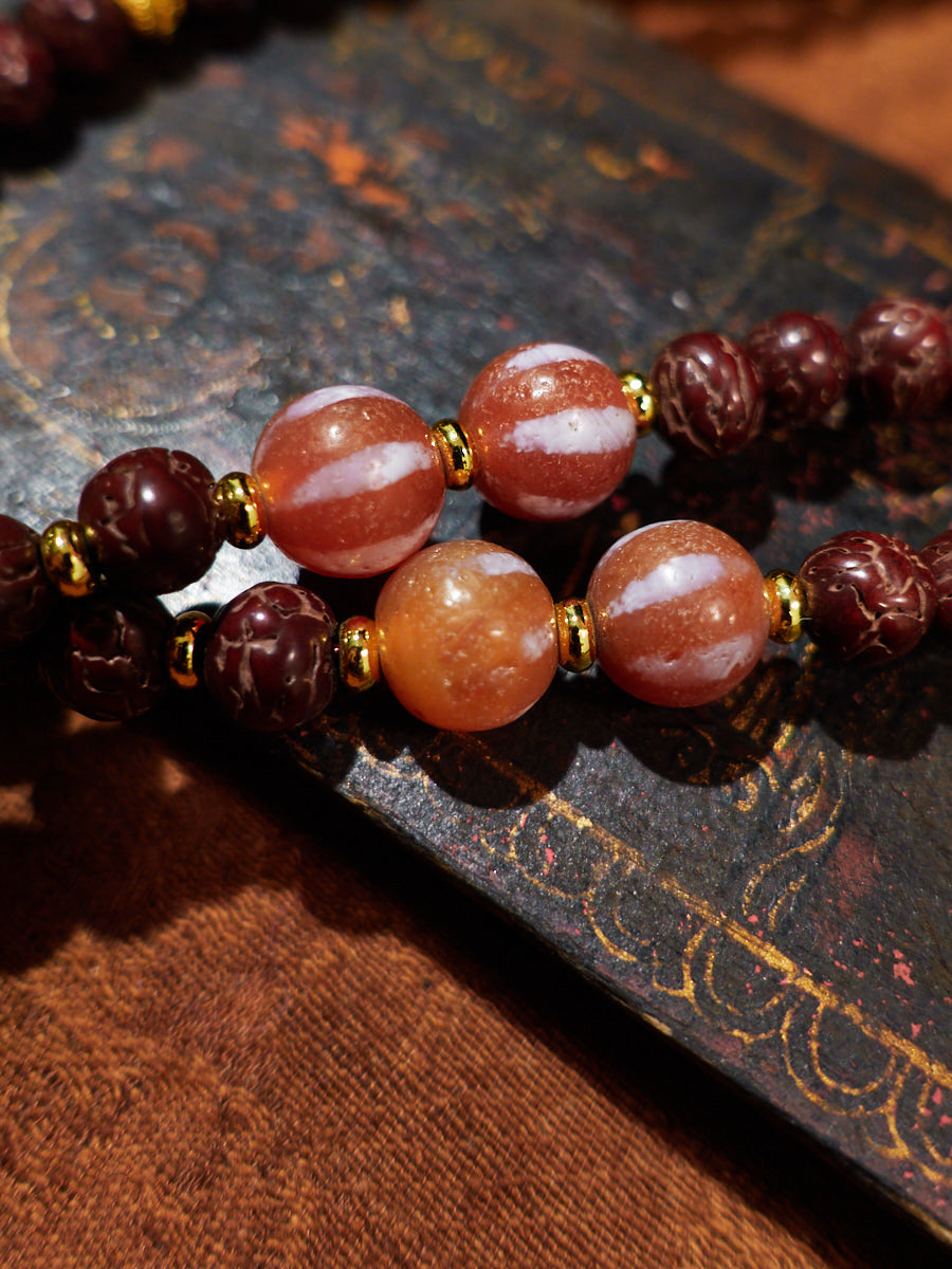 Majestic Vision Tiger’s Eye & Bodhi Seeds 18K Gold Necklace