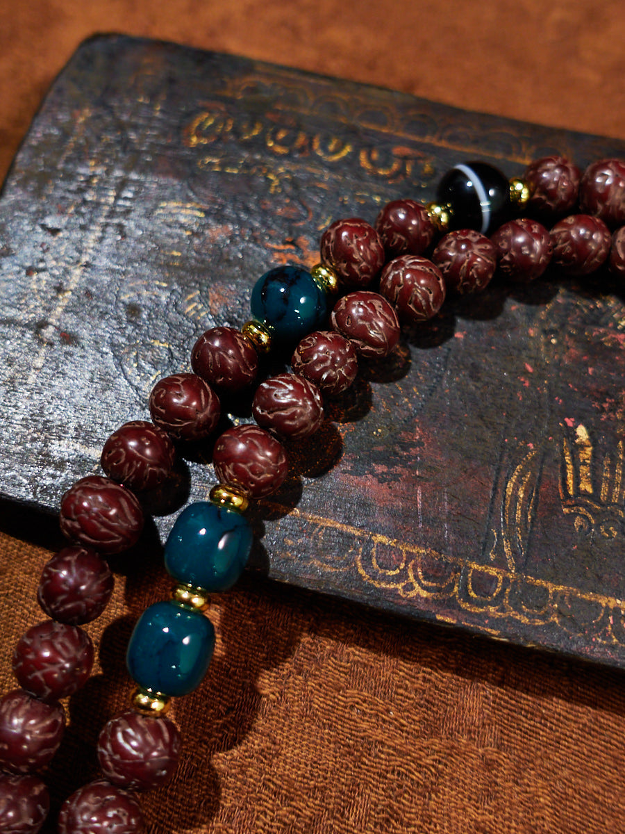 Majestic Vision Tiger’s Eye & Bodhi Seeds 18K Gold Necklace