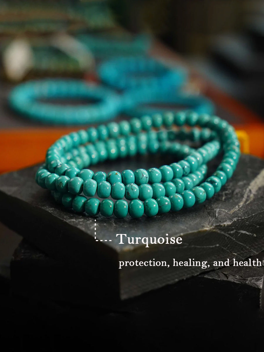 108 Turquoise Rondelle Mala Necklace