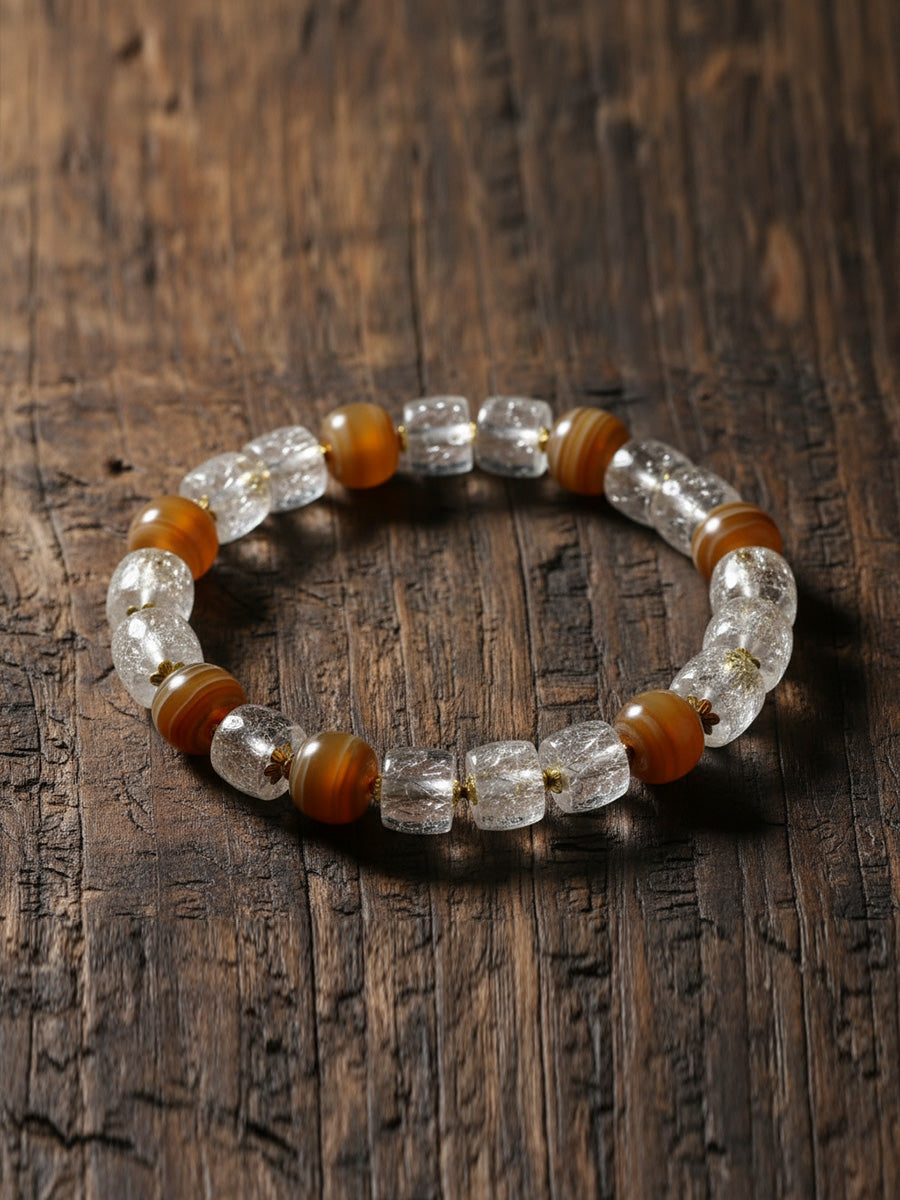 Ancient Himalayan Clear Quartz Agate Vintage Bracelet