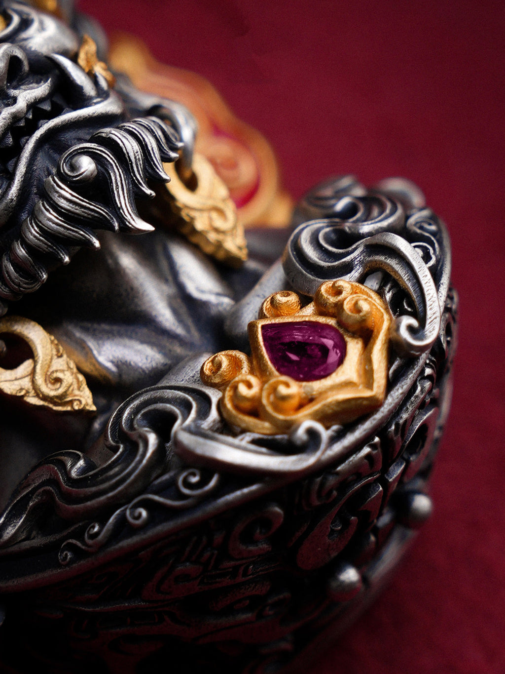Mahakala Wrathful Protector Sterling Silver Necklace
