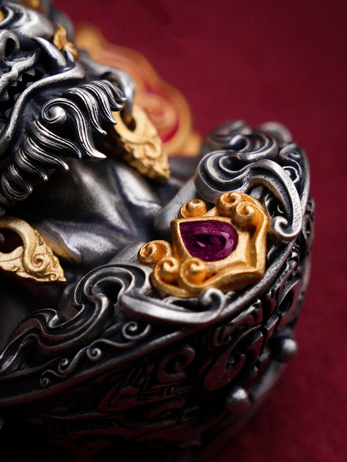 Mahakala Wrathful Protector Sterling Silver Necklace