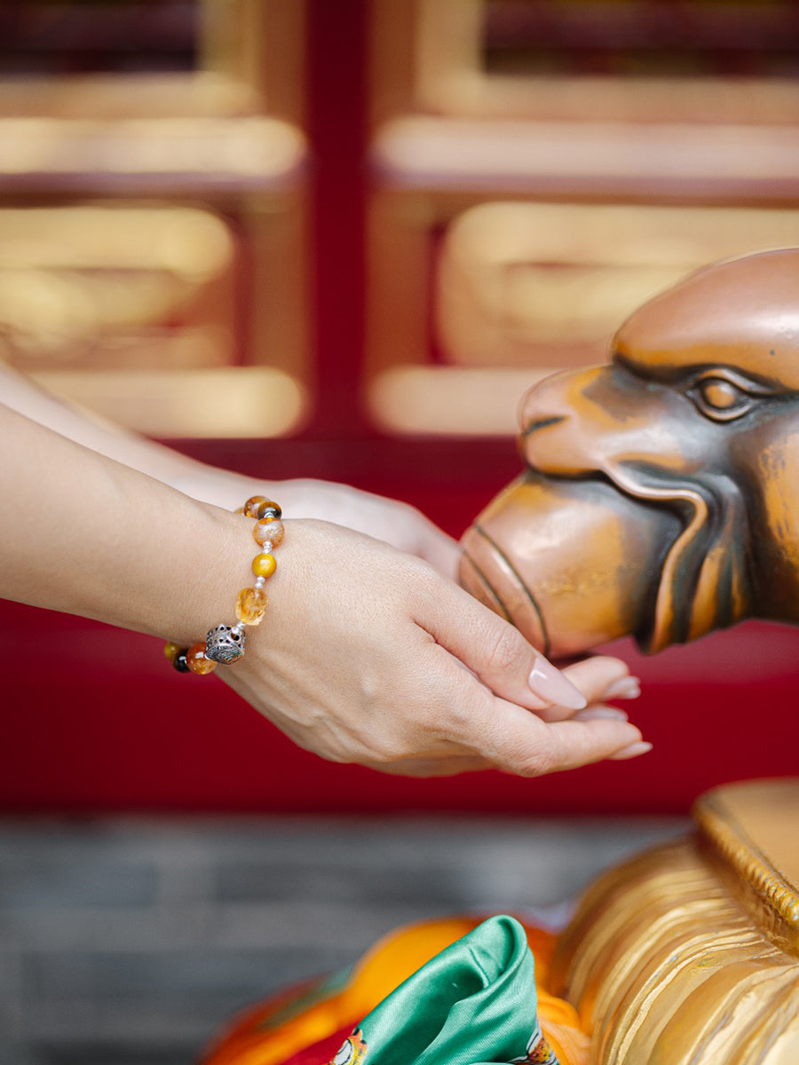 Yellow Jambhala Pixiu Multi-Gem Bracelet | Prosperity, Protection & Abundance Energy
