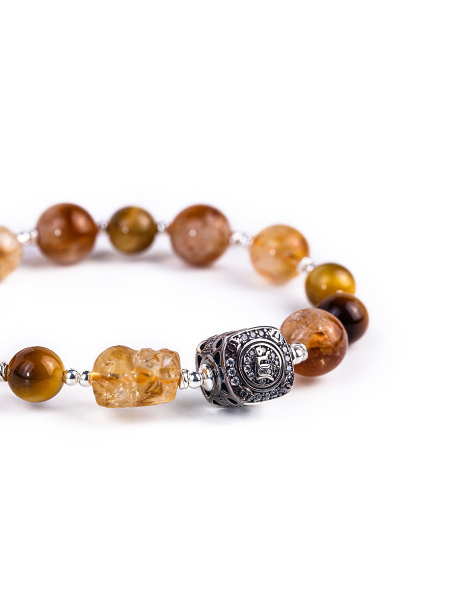 Yellow Jambhala Pixiu Multi-Gem Bracelet | Prosperity, Protection & Abundance Energy