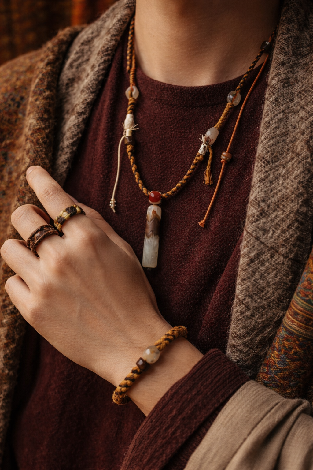Sacred Bond Tibetan Five-Color Cord Agate Jewelry