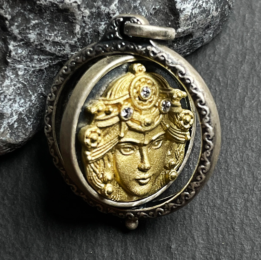 Sterling Silver Gilded Zakirum Dual-Side Rotating Necklace