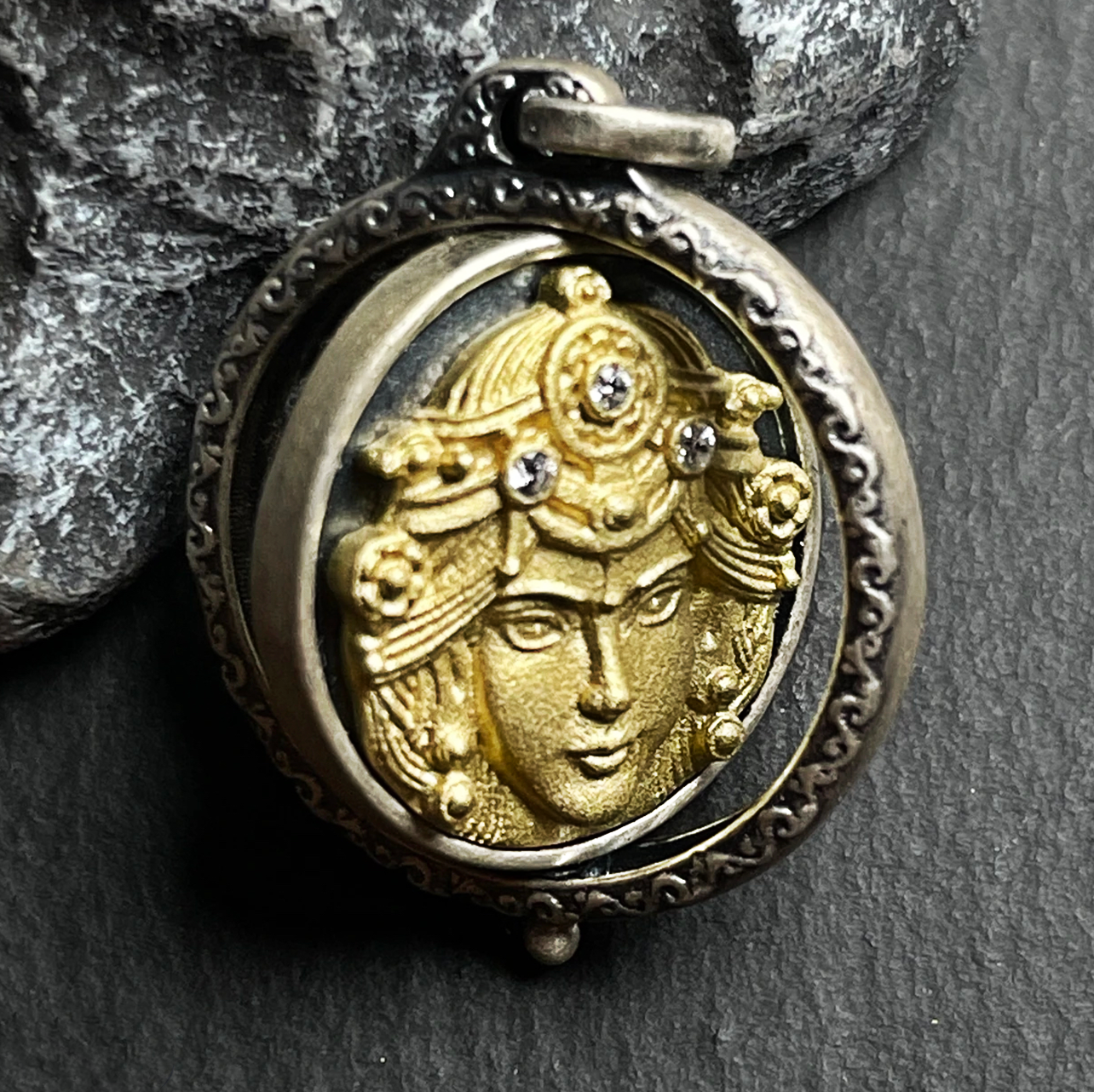 Sterling Silver Gilded Zakirum Dual-Side Rotating Necklace
