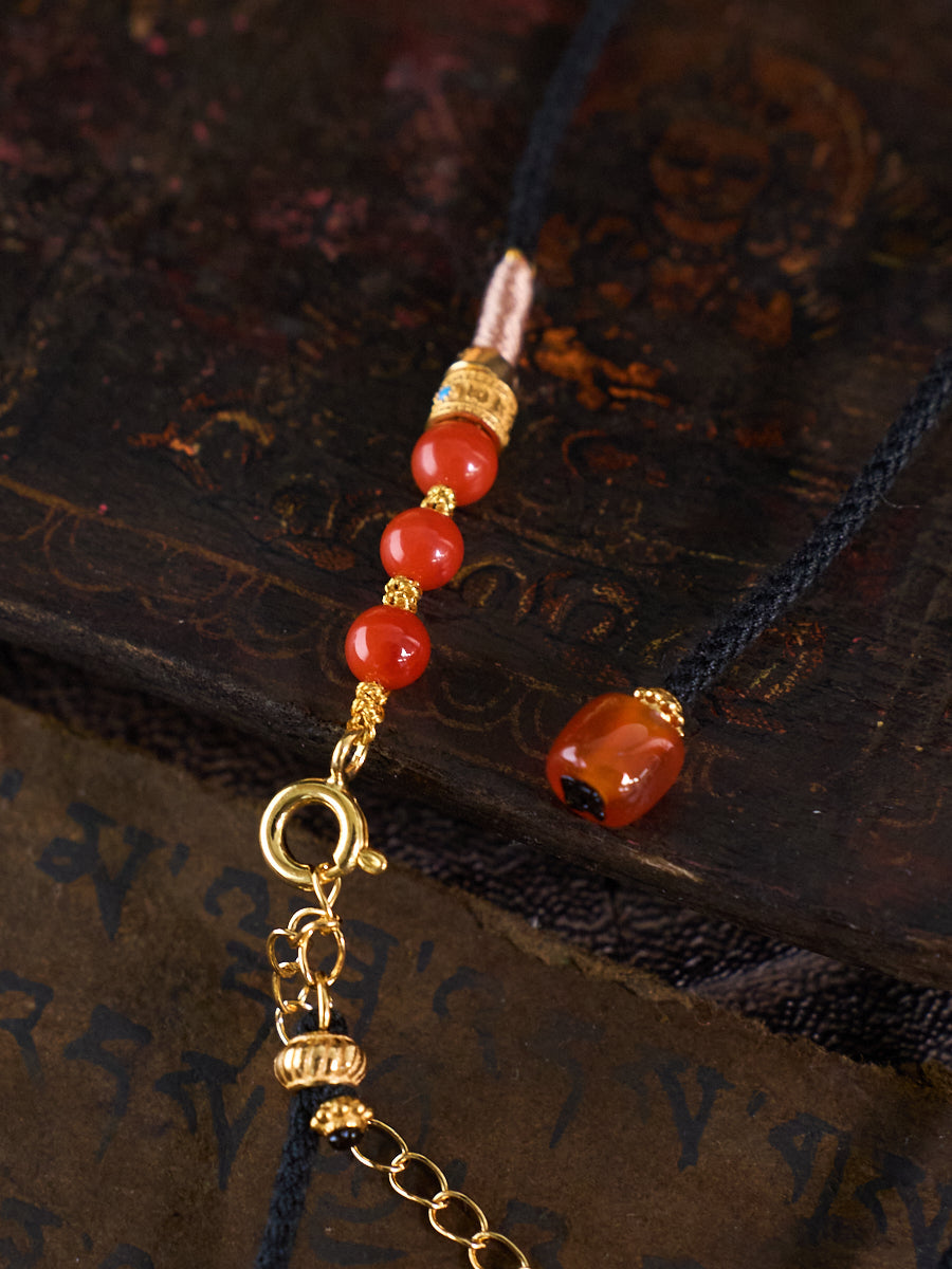 Noble Guidance & Destined Fortune – Guardian Dzi Bead Red Agate Handmade Necklace