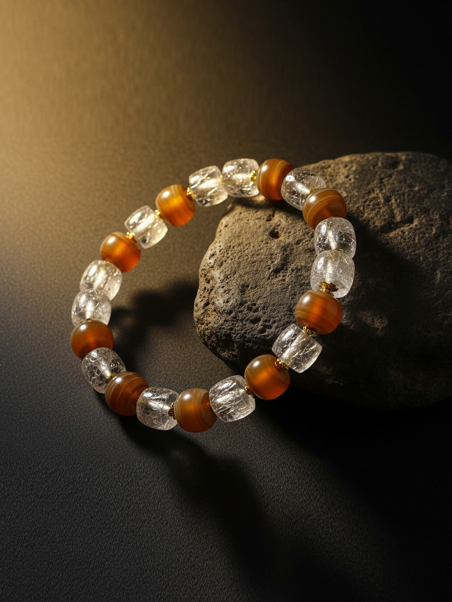 Ancient Himalayan Clear Quartz Agate Vintage Bracelet