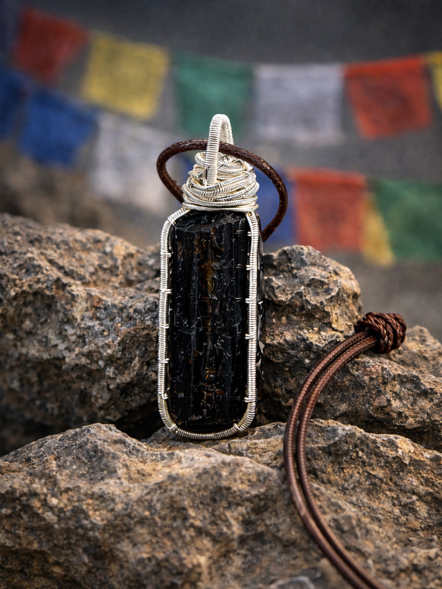 The Shield · Black Tourmaline Silver Pendant