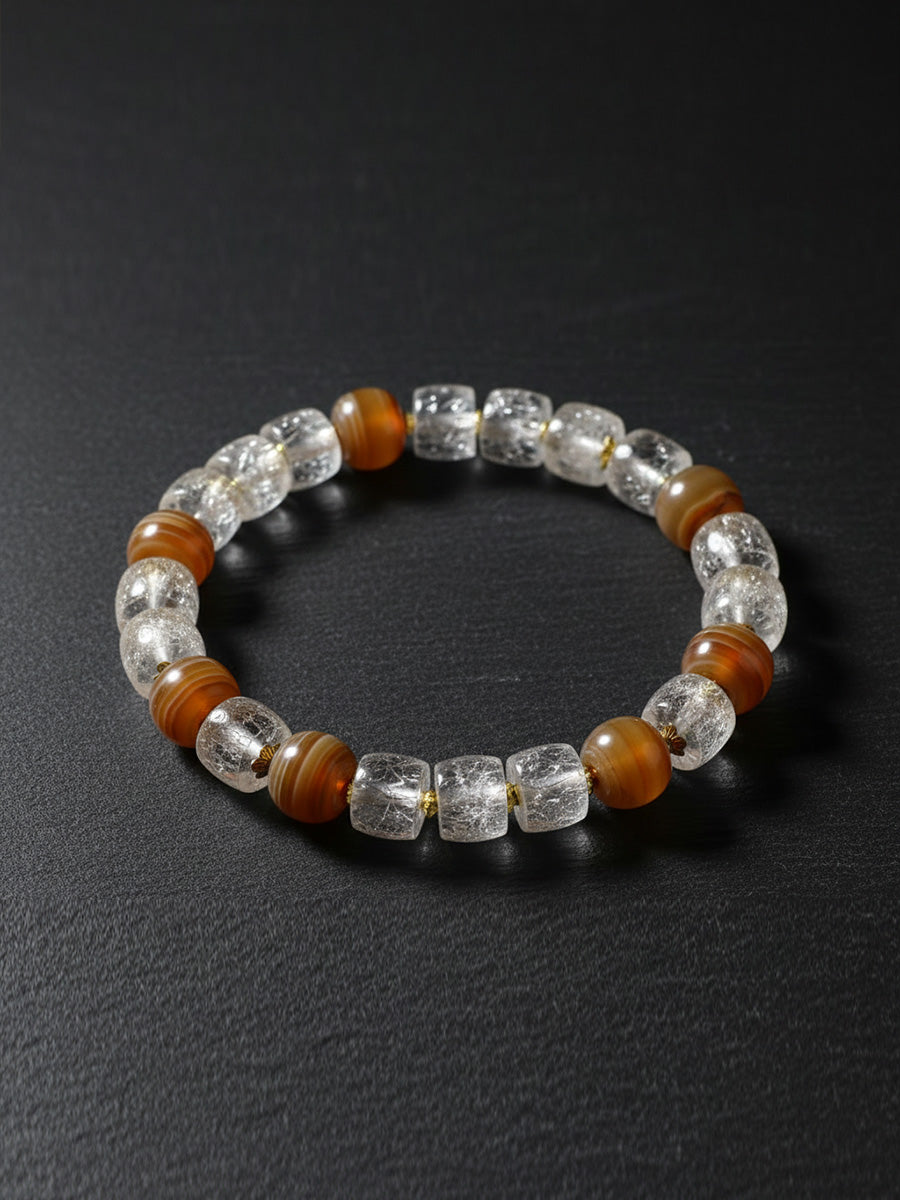 Ancient Himalayan Clear Quartz Agate Vintage Bracelet