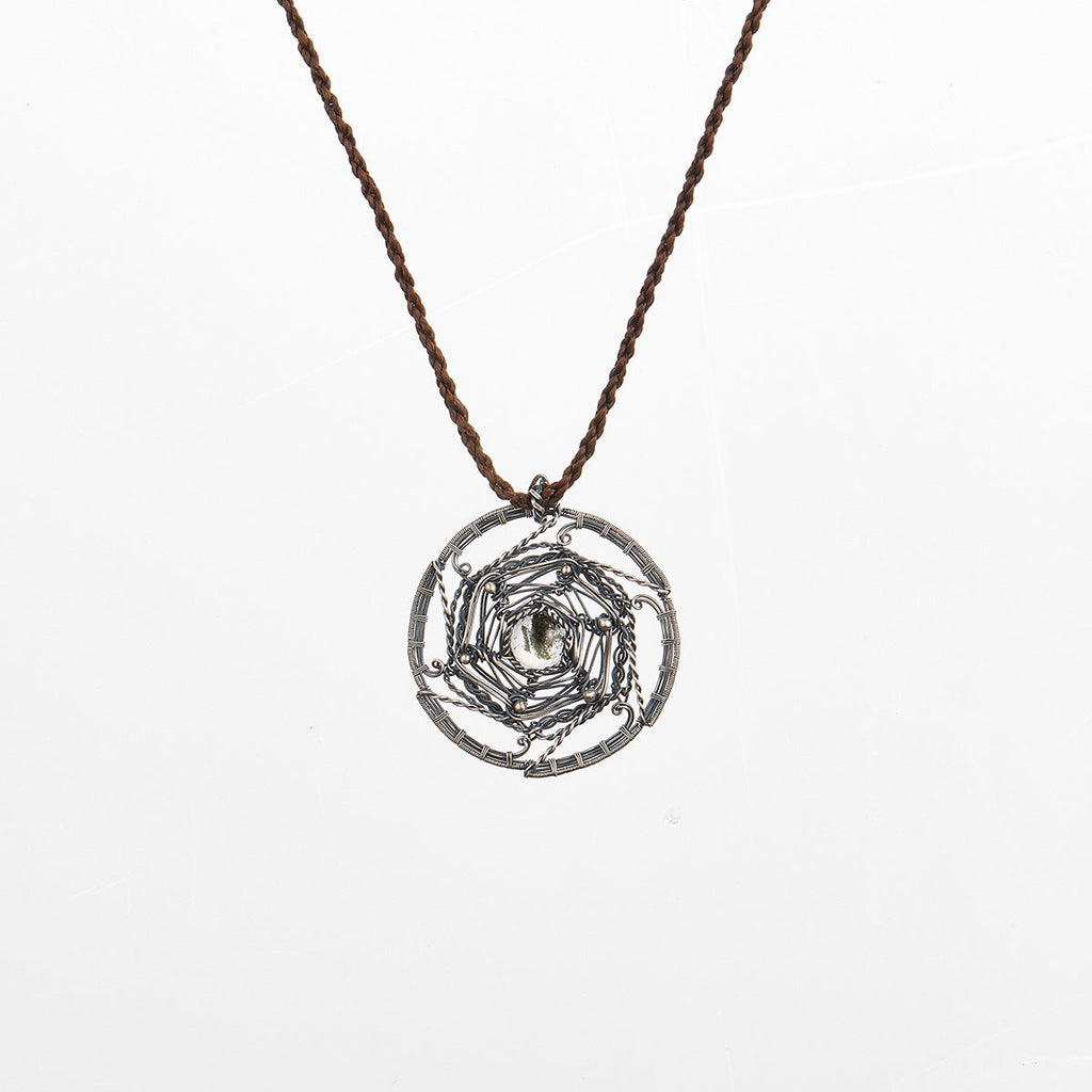 Healing Energy Mandala Crystal Quartz Silver NecklaceNecklace