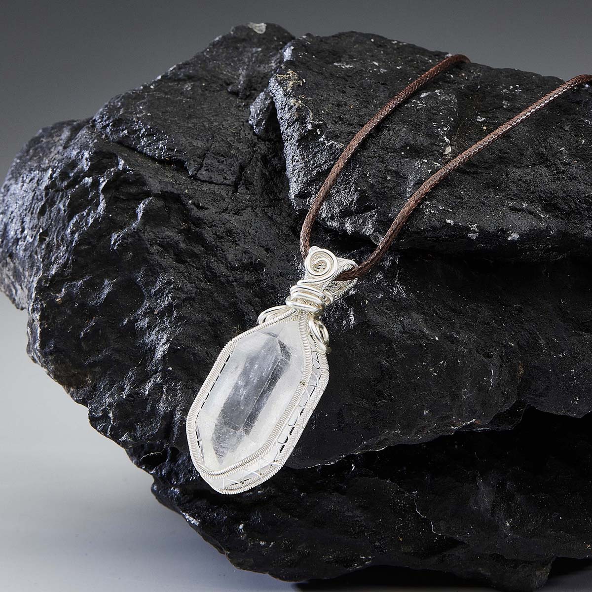 Healing Energy Clear Quartz Sterling Silver Necklace