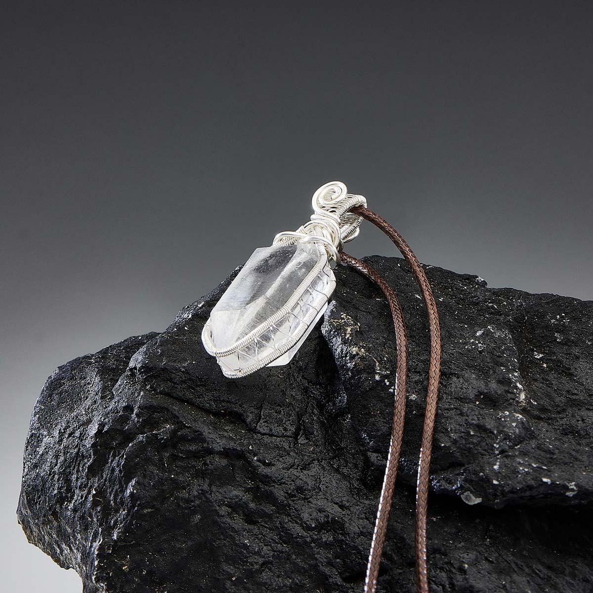 Healing Energy Clear Quartz Sterling Silver Necklace