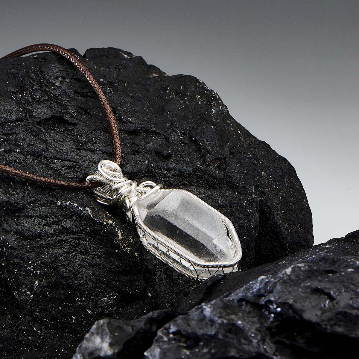 Healing Energy Clear Quartz Sterling Silver Necklace