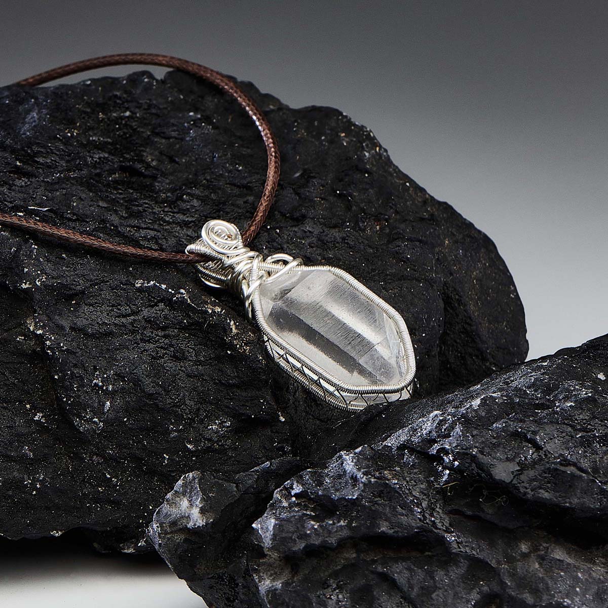 Healing Energy Clear Quartz Sterling Silver Necklace