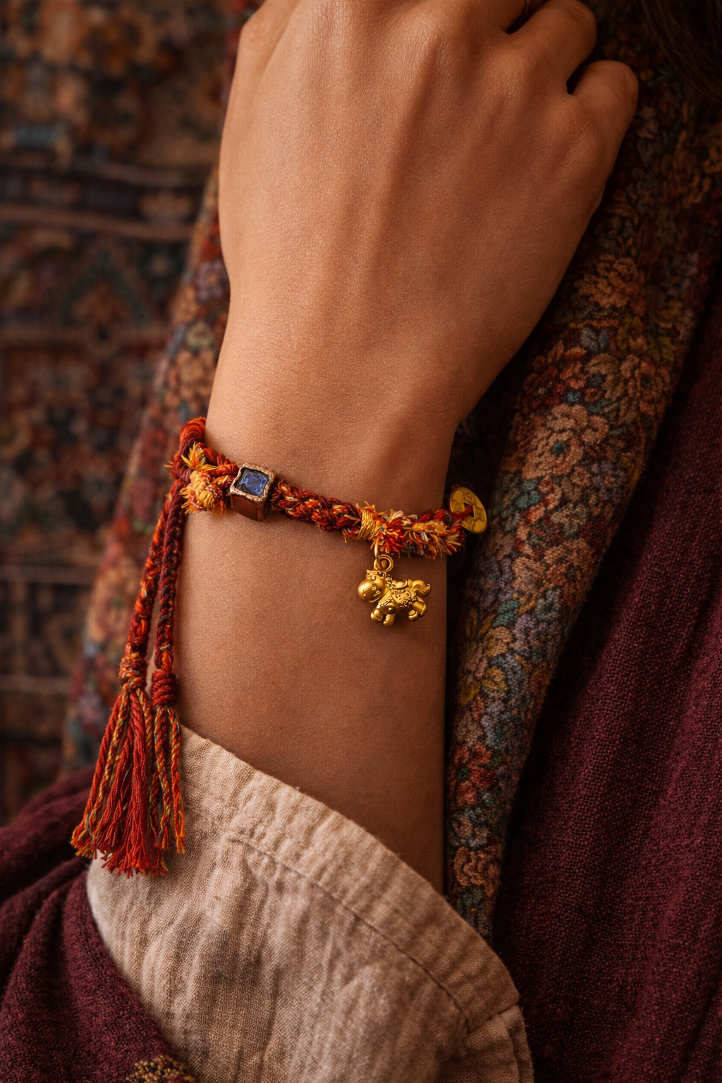 Fortune Blessing Tibetan Five-Color Cord Bracelet