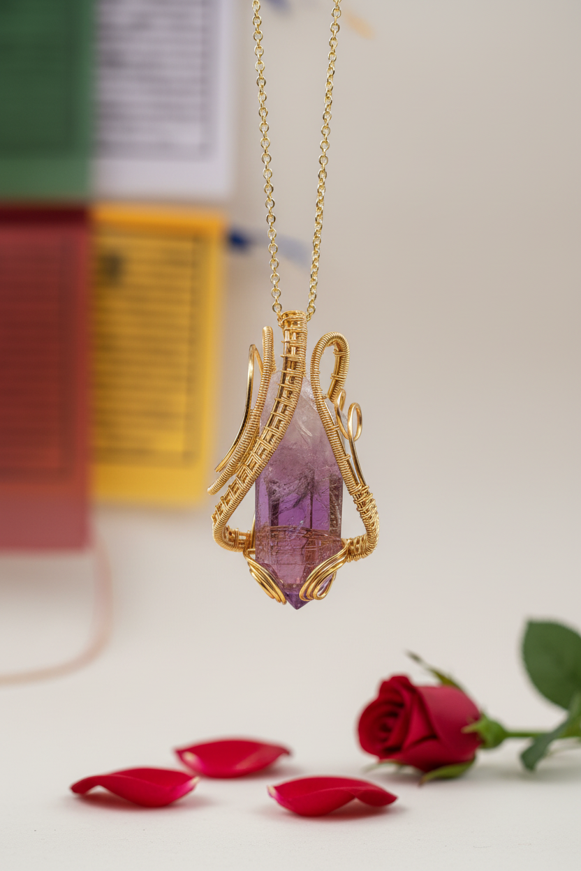 Kailash Energy Amour Super 7 Amethyst nt Necklace Handcrafted Copper