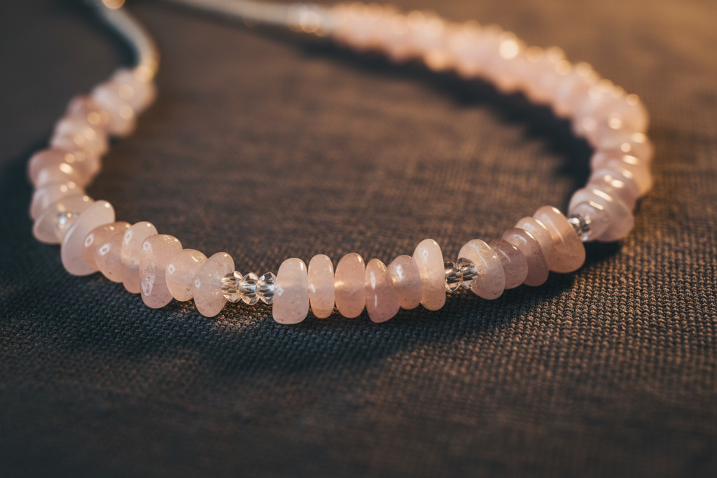 Rose Quartz and Clear Quartz Sterling Silver Necklace – Love, Purity and Gentle Light