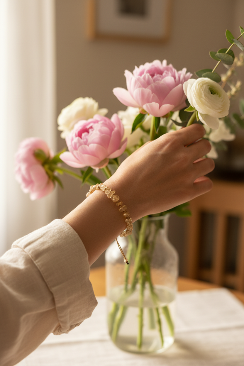 Citrine Wax Rope Bracelet – Golden Light, Abundance and Solar Vitality