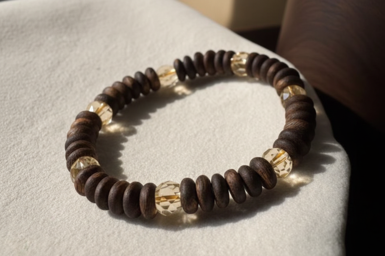 Grounded Spirit Citrine and Agarwood Bracelet