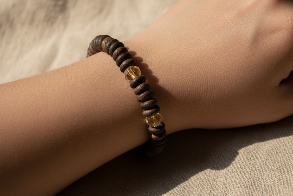 Grounded Spirit Citrine and Agarwood Bracelet