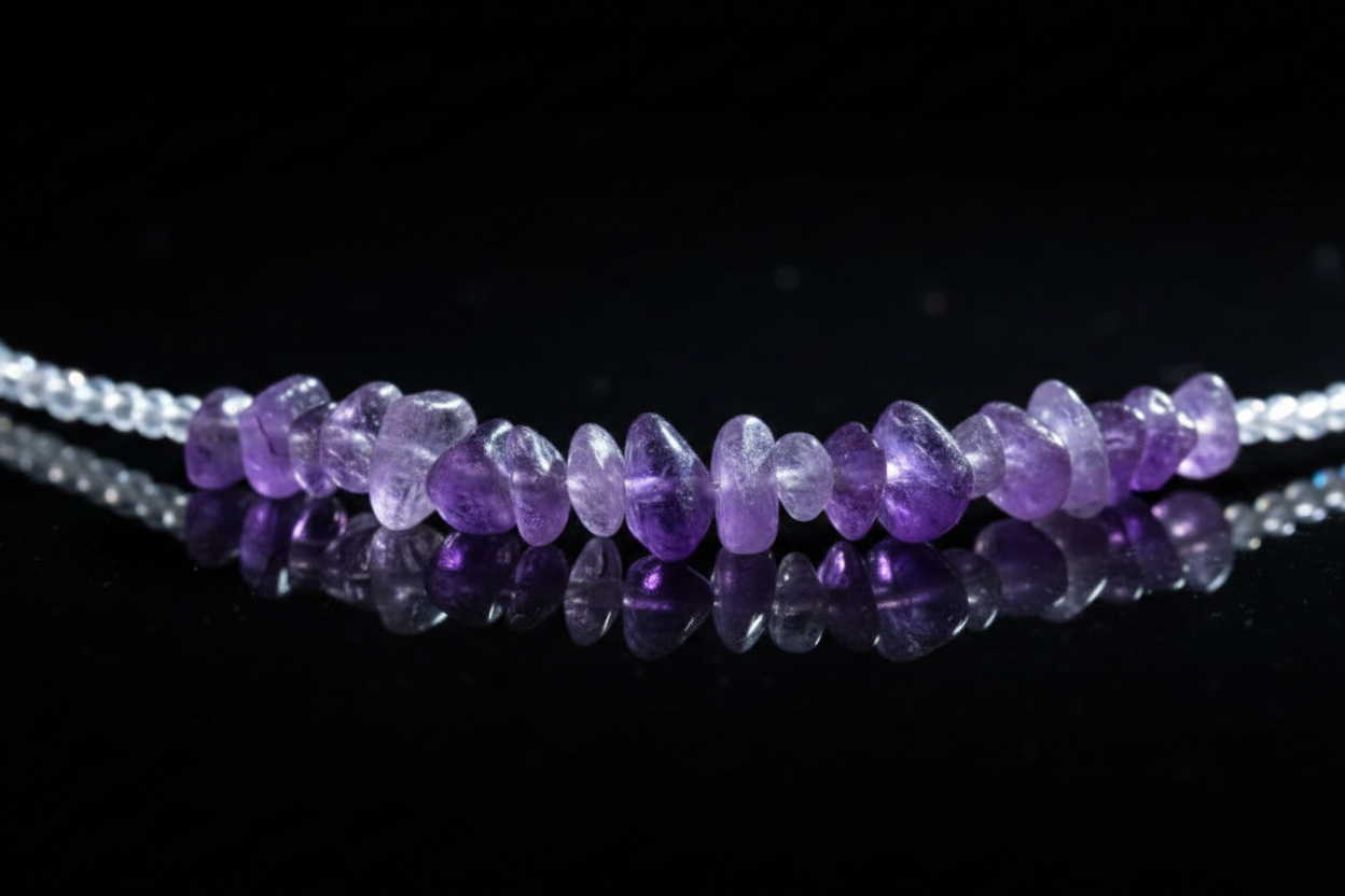Amethyst and Clear Quartz Sterling Silver Necklace – Calm, Clarity and Spiritual Light