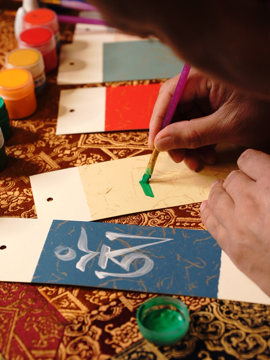 Sacred Mantra Blessings Handwritten Om Mani Padme Hum Tibetan Monk Bookmark Set