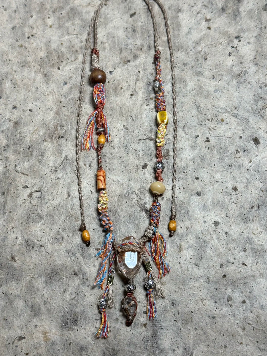 Braided Fortune Clear Quartz Pendant Necklace