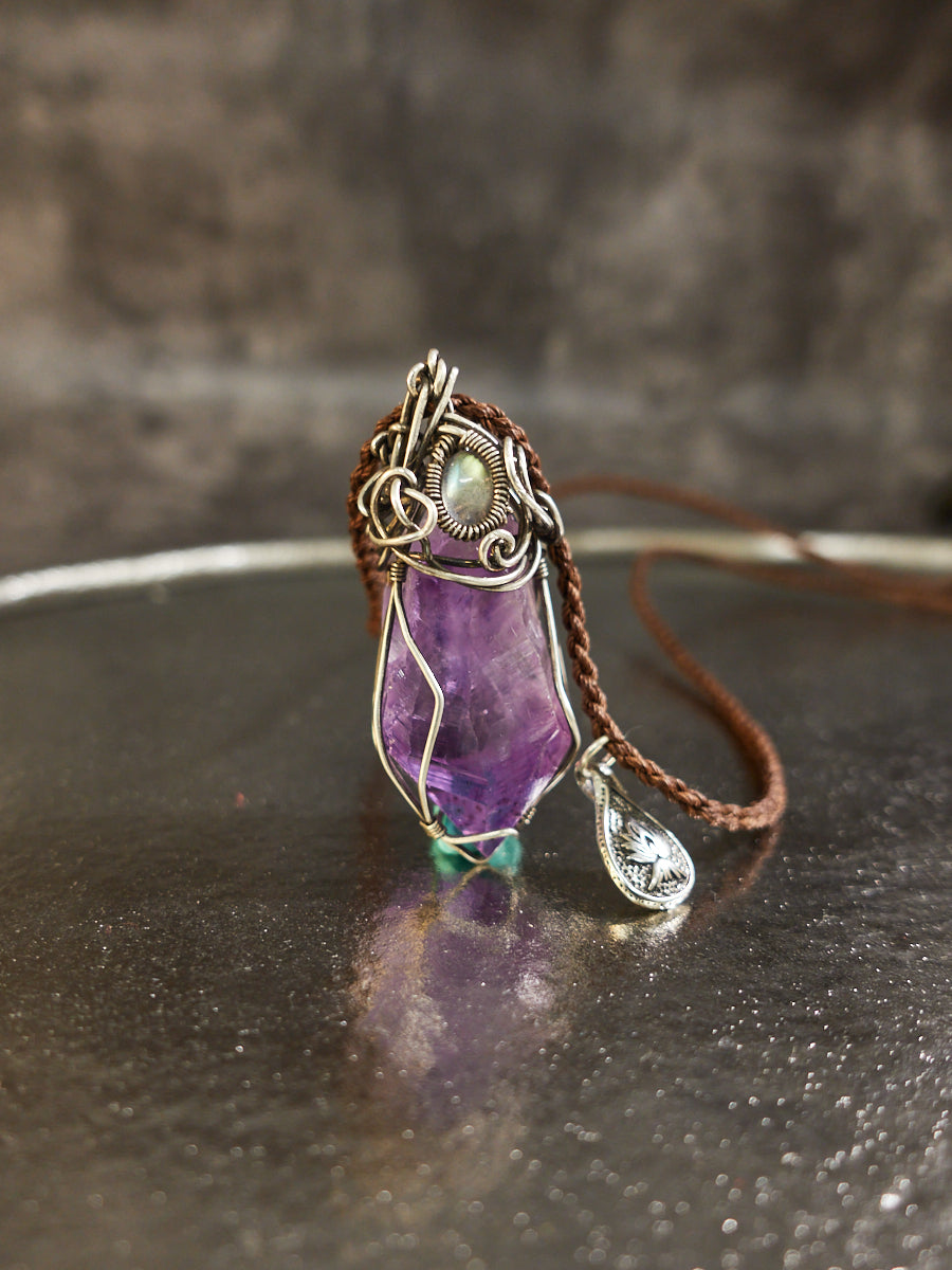 Peace Energy Amethyst Silver Necklace