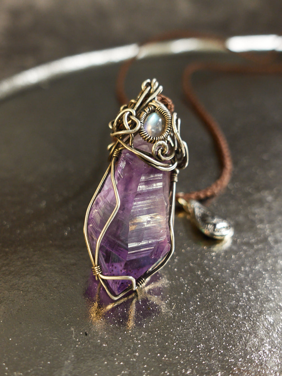 Peace Energy Amethyst Silver Necklace