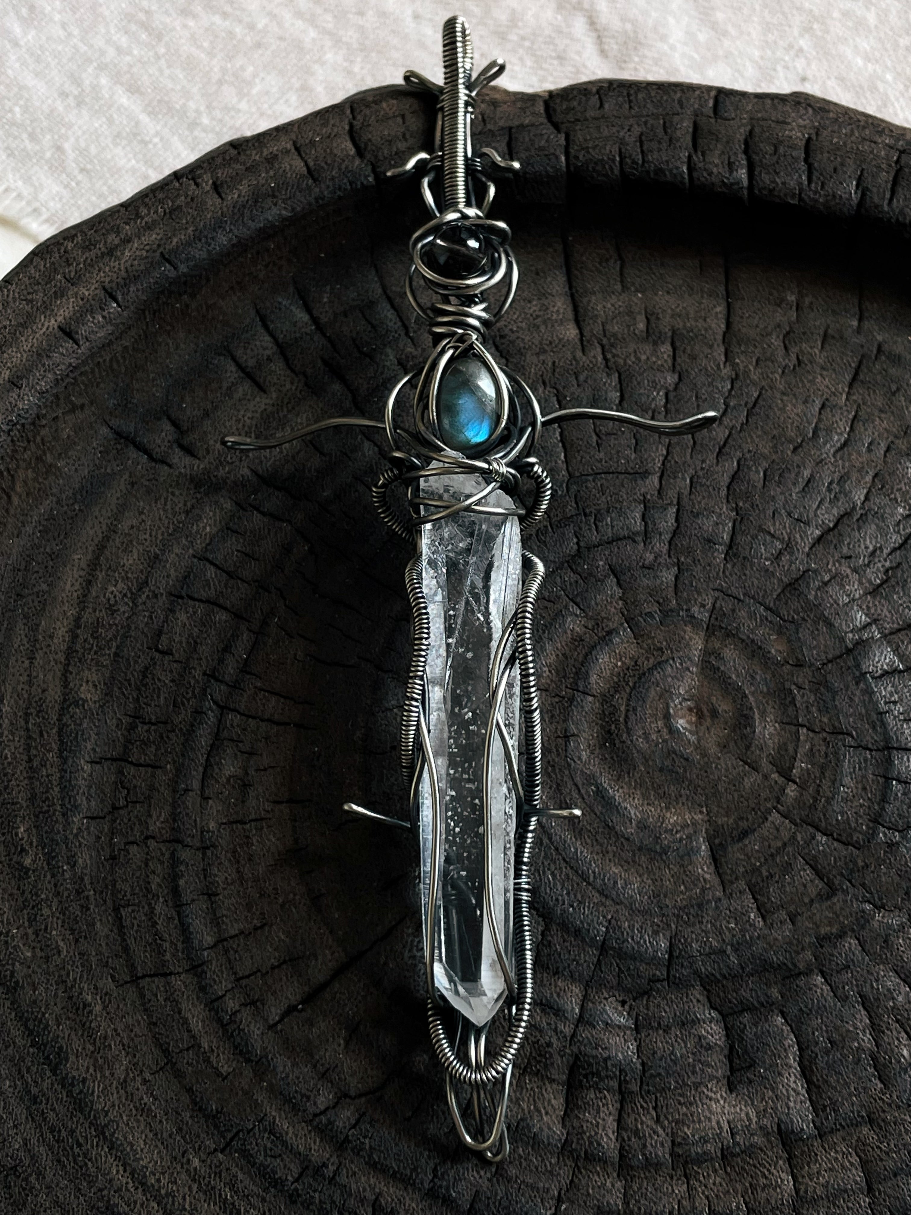 Guardian Blade of Light Clear Quartz Necklace