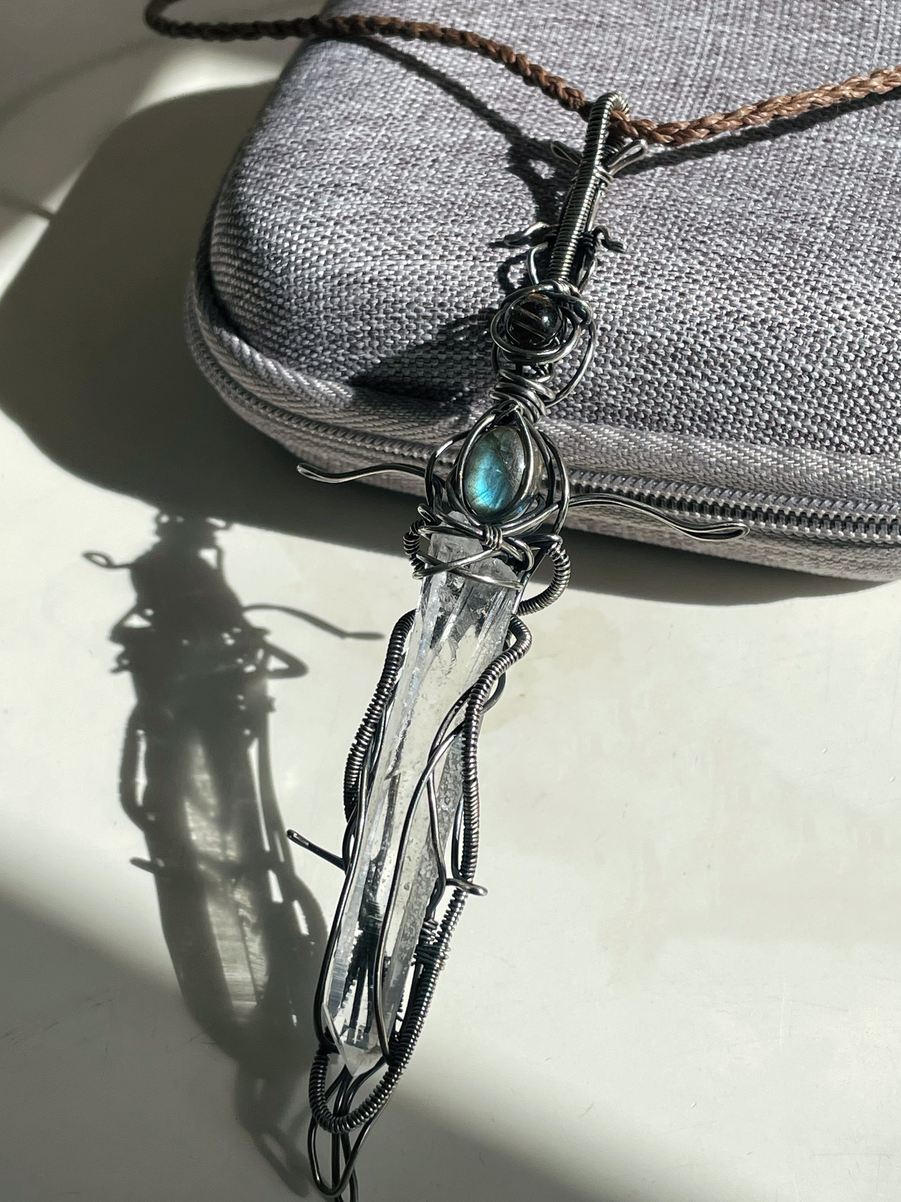 Guardian Blade of Light Clear Quartz Necklace