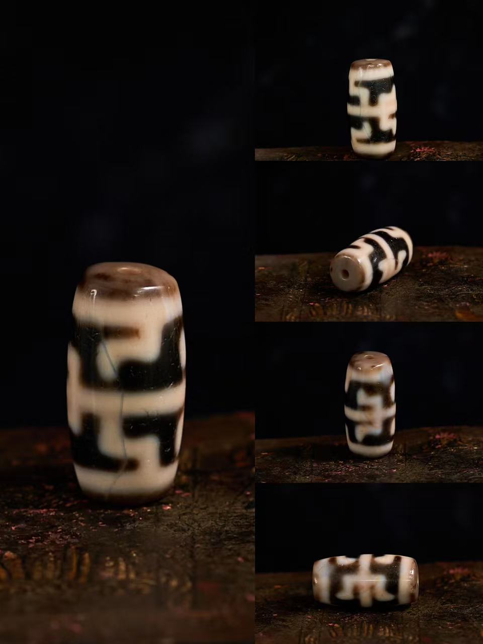 Mandala Wisdom Ancient Vermilion Cinnabar Agate Dzi Bead