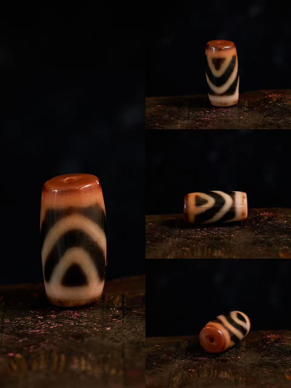 Mandala Wisdom Ancient Vermilion Cinnabar Agate Dzi Bead