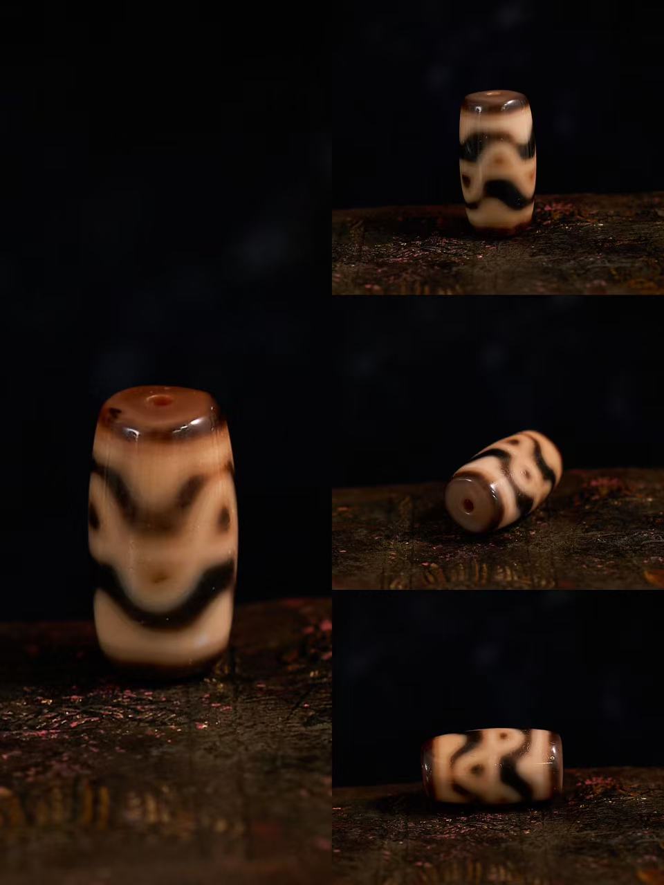Mandala Wisdom Ancient Vermilion Cinnabar Agate Dzi Bead