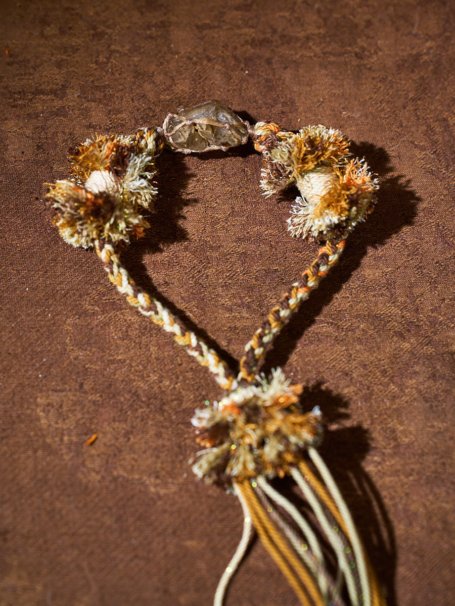 Wealth Energy · Amber Veil · Yellow Skeletal Quartz Tibetan Hand-Knotted Bracelet