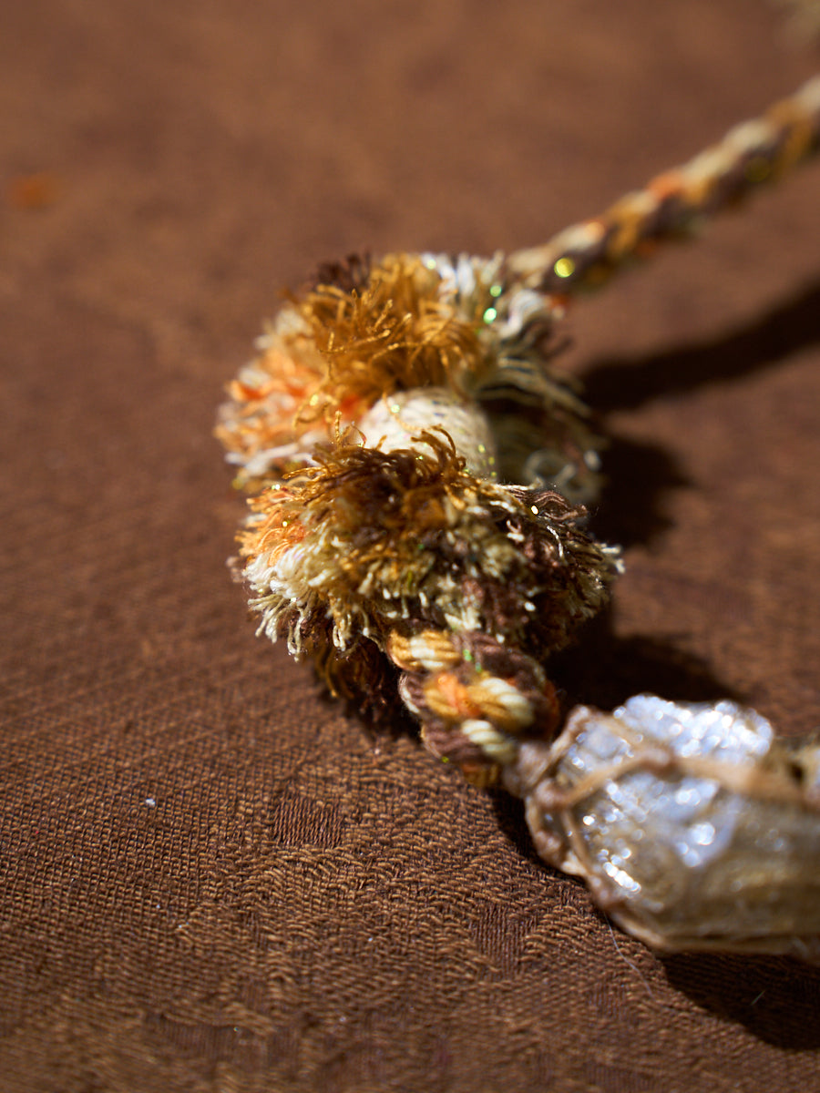 Wealth Energy · Amber Veil · Yellow Skeletal Quartz Tibetan Hand-Knotted Bracelet